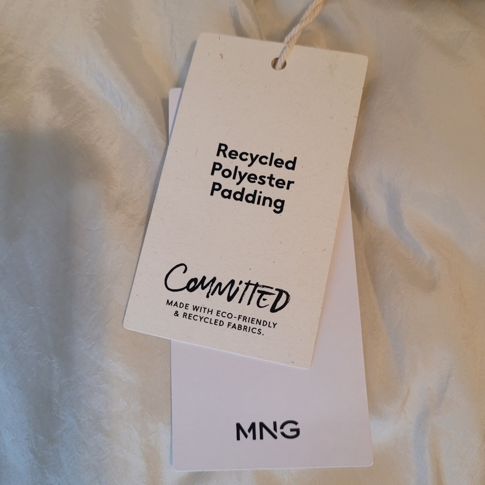 Nwt! Mango Padded Coat Belted With Pouch Ecru Sz M - Picture 11 of 13